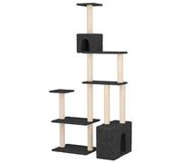 vidaXL Árbol rascador para gatos con columnas de sisal, color gris oscuro, 177,5 cm, moderno árbol para gatos de varios pisos, unidad de actividad para gatos, parque de juegos para interiores