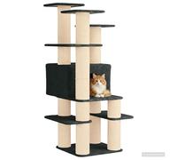 vidaXL Árbol para gatos con postes para arañar de sisal gris oscuro, árbol para gatos de interior, estructura de varios niveles, torre de escalada, diversión felina, arañador