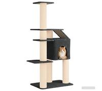 vidaXL Árbol para gatos con postes para arañar de sisal gris oscuro, torre para gatos, estructura rascante, juego interior, mueble para salón y dormitorio, gimnasio felino