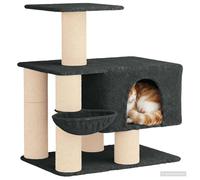 vidaXL - Árbol para gatos con postes para arañar sisal, color gris oscuro 96 cm, casa para gatos de interior, zona de juegos para animales, árbol de varios niveles, rascado divertido