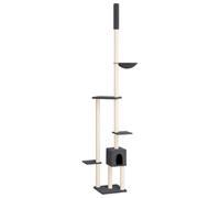 vidaXL Árbol rascador Gatos Suelo a Techo Gris Oscuro 258,5-284,5 cm, Torre para Gatos, Poste rascador para Gatos, Centro de Actividades para Gatos