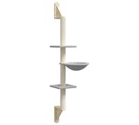 vidaXL Árbol rascador para Gatos de Pared Gris Claro 142,5 cm, árbol para Gatos montado en la Pared, árbol para Gatos, Muebles para Gatos