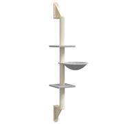vidaXL Árbol rascador para Gatos de Pared Gris Claro 142,5 cm, árbol para Gatos montado en la Pared, árbol para Gatos, Muebles para Gatos