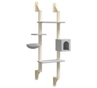 vidaXL Árbol rascador para Gatos de Pared Gris Claro 180 cm, árbol para Gatos montado en la Pared, árbol para Gatos, Muebles para Gatos
