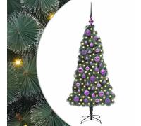 vidaXL Arbolito de Navidad Artificial Preiluminado con Set de Bolas, Sala de Estar, Árbol Moderno en Forma cónica, Iluminación integrada, Decoración navideña Interior, Decoración Festiva, Adornos LED