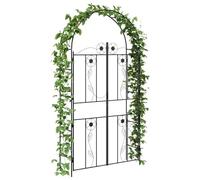 vidaXL Arco de jardín Liso Negro 115 x 37 x 226 cm, Arco de Jardín y Diseño de Terraza, Estructura Exterior, Arco Rectangular de Hierro para Plantas Trepadoras