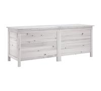 vidaXL Arcón de Jardín, Caja de Almacenaje con Tapa, Baúl para Cojines Alfombras Juguetes, Mueble para Patio, Madera Maciza de Abeto Blanco