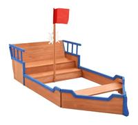 vidaXL Arenero en Forma de Barco Pirata Equipamientos Cajón de Arena Infantiles para Patio Jardín Terraza Parque Exterior Madera de Abeto