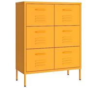 vidaXL Armario Almacenamiento Aparador Librería Alacena Estantería Organizador Muebles Hogar Estable Acero Amarillo Mostaza 80x35x101,5 cm
