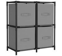 vidaXL Armario de almacenamiento, mueble aparador con 4 cestos de tela gris