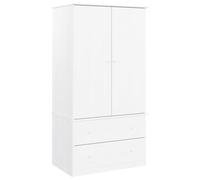 vidaXL Armario Alta Madera Maciza de Pino Blanco 90x55x170 cm, Armario ropero, Armario de Dormitorio, Armario Independiente, Armario almacenaje