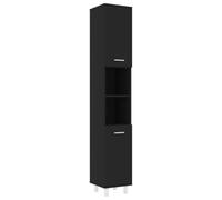 vidaXL Armario de Cuarto de Baño Aseo Almacenamiento Almacenaje Mueble Estante Lavadero Ordenado Robusto Estable Contrachapada Negro 30x30x179 cm