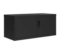vidaXL Armario Archivador, Mueble Auxiliar con Cerradura, Almacenamiento de Archivos Documentos, Archivador para Oficina, Acero Negro