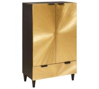 vidaXL Armario Auxiliar con cajón Negro y Dorado 60 x 33,5 x 100 cm, Elegante gabinete de Madera de Mango, solución Moderna Rectangular, Unidad compacta para Decorar y organizar en tu hogar