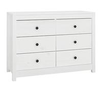 vidaXL Armario Auxiliar Mueble Aparador Cajones Cómoda Almacenamiento Sala de Estar Baño Entrada Cocina de Madera Maciza de Pino Blanco