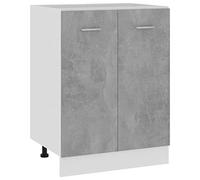 vidaXL Armario de Cocina Muebles Mobiliario Duradero Mesa Trabajo Almacenamiento Cuenco Plato Olla Alacena de Contrachapada Gris Hormigón 60x46x81,5cm