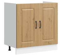 vidaXL Armario bajo para fregadero de 80 x 46 x 81,5 cm, madera de roble artesanal con amplio almacenamiento y patas ajustables