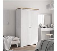 vidaXL Armario, Mueble con Almacenamiento para Ropa Zapatos, Aparador Alto, Ropero para Dormitorio Hogar, Madera Maciza de Pino Blanco y Marrón