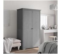vidaXL Armario, Mueble con Almacenamiento para Ropa Zapatos, Aparador Alto, Ropero para Dormitorio Hogar, Madera Maciza de Pino Gris