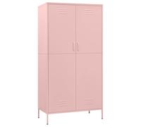 vidaXL Armario Cajonera Lateral Guardarropa Estantería Estante Percha Habitación Muebles Organizador Almacenaje de Acero Rosa 90x50x180 cm