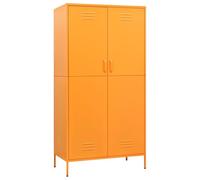 vidaXL Armario Cajonera Lateral Guardarropa Estantería Estante Percha Habitación Muebles Organizador Almacenaje de Acero Amarillo Mostaza 90x50x180 cm
