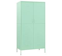 vidaXL Armario Cajonera Lateral Guardarropa Estantería Estante Percha Habitación Muebles Organizador Almacenaje de Acero Verde Menta 90x50x180 cm