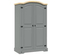 vidaXL Armario Clásico de Habitacion con Dos Puertas Mueble Ropero Madera de Estilo Corona Range Pino Mexicano Gris