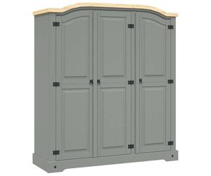 vidaXL Armario Clásico de Habitacion con Tres Puertas Mueble Ropero Madera de Estilo Corona Range Pino Mexicano Gris