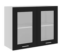vidaXL - Armario de Cristal para Colgar con 2 estantes - Mueble de Cocina - Armario de Cocina, Armario de Cocina, Color Negro - 80 x 31 x 60 cm