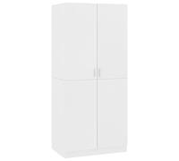 vidaXL Armario de Madera Contrachapada con 2 Puertas Armario Auxiliar Armario Ropero para Ropa y Pantalón para Dormitorio Habitación Blanco