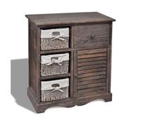 Vidaxl armario con 3 cestas tejidas a la izquierda madera marrón