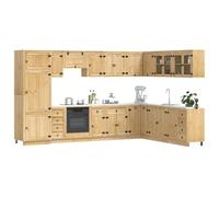 vidaXL Armario con cajón con Estante 14 pcs Miel Madera de Pino Macizo, Sala de Estar, Diseño Rectangular, Estilo Moderno, Soluciones de Almacenamiento amplias, Mejora la Comodidad, Organiza de Maner
