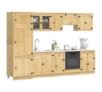 vidaXL Armario con cajón con Estante 9 pcs Miel Madera de Pino Macizo, Almacenamiento para Sala, Buffet Rectangular de Pino, Muebles Elegantes y Modernos, Diseño Multifuncional