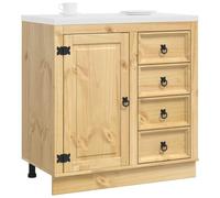 vidaXL Armario con cajón Miel 80 x 46 x 81,5 cm Madera de Pino Macizo, Armario Rectangular Moderno, Unidad de Almacenamiento Amplia para Sala, Organizador Funcional, Elegante Madera de Pino