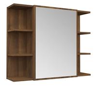 vidaXL Armario con Espejo Baño Mueble Almacenamiento Pared Colgante Estantes Compartimientos Aseo Ducha Inodoro Mobiliario Madera Marrón Roble