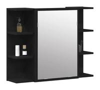 vidaXL Armario con Espejo con Estante Roble Negro 80 x 20,5 x 64 cm, Almacenamiento Moderno para baño, Mueble Rectangular de Pared, Espejo y diseño contemporáneo