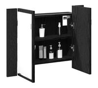 vidaXL Armario con Espejo de baño Roble Negro 60 x 12 x 45 cm | Luz LED suave que crea un ambiente relajante, Dos estantes para mantener tus cosas en orden,