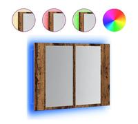 vidaXL Armario con espejo LED madera de ingeniería envejecida 60x12x45 cm