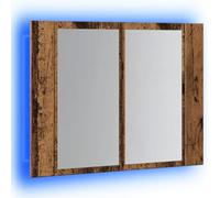 vidaXL Armario con Espejo LED Madera ingeniería Envejecida 60x12x45 cm, Armario con Espejo, Espejo LED con Armario, Armario con Espejo de tocador