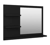 vidaXL Espejo de Baño Inodoro Aseo Muebles Mobiliario Decoración Adorno Habitación Moderno Duradero Estable Madera Contrachapada Negro 60x10,5x45 cm