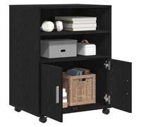vidaXL Armario con Estante con Rueda Roble Negro 60 x 48 x 74.5 cm, Amplio Almacenamiento, Armario de Madera Moderno, Mueble Rectangular, solución Decorativa para organizar