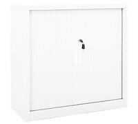 vidaXL Armario con Puerta Corredera Oficina Estudio Archivo Documentos Lateral Auxiliar Almacenamiento Robusto Blanca Acero 90x40x90 cm