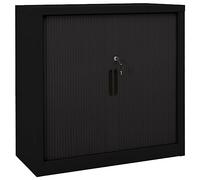 vidaXL Armario con Puerta Corredera Oficina Estudio Archivo Documentos Lateral Auxiliar Almacenamiento Robusto Negro Acero 90x40x90 cm