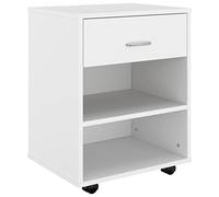 vidaXL Armario con Ruedas Cajonera Estantería Estante Oficina Habitación Muebles Mobiliario Almacenamiento de Madera Contrachapada Blanco 46x36x59 cm