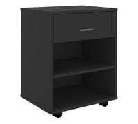 vidaXL Armario con Ruedas Cajonera Estantería Estante Oficina Habitación Muebles Mobiliario Almacenamiento de Madera Contrachapada Negro 46x36x59 cm