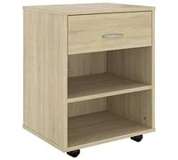 vidaXL Armario Rodante Cajonera Estantería Estante Oficina Habitación Muebles Mobiliario Almacenamiento de Contrachapada Roble Sonoma 46x36x59 cm
