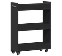 vidaXL Armario con Ruedas Madera de ingeniería Negro 60x22x79 cm, Armario Auxiliar, Armario de almacenaje, Organizador del hogar, aparador, aparador