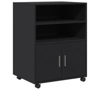 vidaXL Armario con Ruedas Madera de ingeniería Negro 60x48x81 cm, Armario rodante, archivador, archivador para casa, armarios rodantes