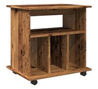 vidaXL Armario con Ruedas Madera ingeniería Envejecida 60x45x60 cm, archivador con Ruedas, armarios rodantes, Armario de Almacenamiento con Ruedas