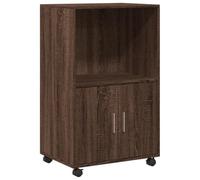vidaXL Armario con Ruedas Madera ingeniería marrón Roble 55x40x91 cm, Armario rodante, archivador, archivador para casa, armarios rodantes